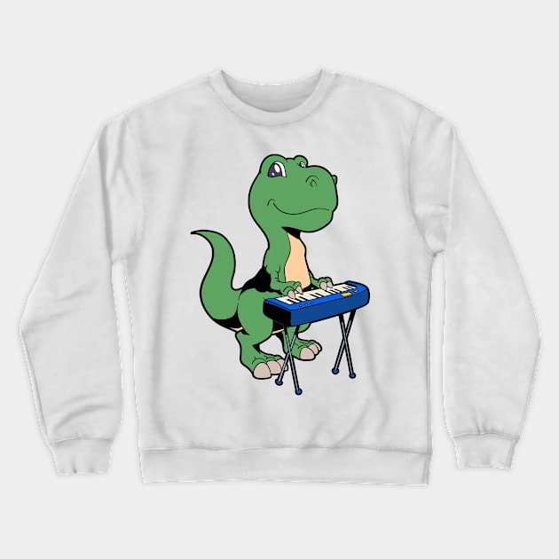 Comic TREX playing keyboard Crewneck Sweatshirt by Modern Medieval Design